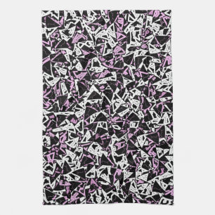 Linge De Cuisine Motif Triangle Noir Violet