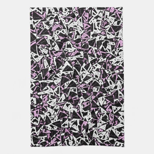 Linge De Cuisine Motif Triangle Noir Violet (Vertical)