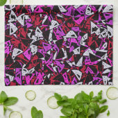 Linge De Cuisine Motif Triangle Rouge Violet (Plié)