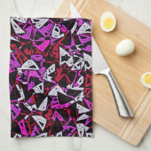Linge De Cuisine Motif Triangle Rouge Violet (Quart Plié)