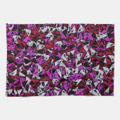 Linge De Cuisine Motif Triangle Rouge Violet (Horizontal)