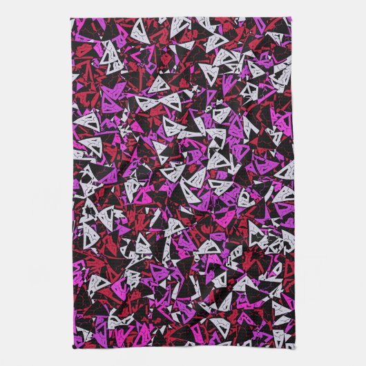 Linge De Cuisine Motif Triangle Rouge Violet (Vertical)