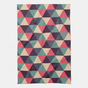 Linge De Cuisine Motif Triangle Turquoise Et Rose