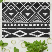 Linge De Cuisine Motif tribal africain noir blanc (Plié)