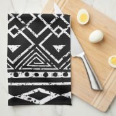 Linge De Cuisine Motif tribal africain noir blanc (Quart Plié)
