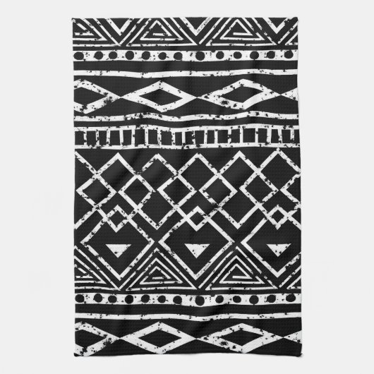 Linge De Cuisine Motif tribal africain noir blanc (Vertical)