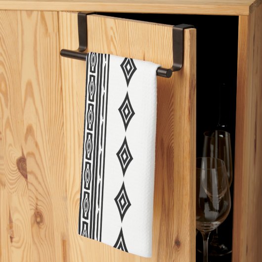 Linge De Cuisine Motif tribal Aztèque noir et blanc (Pliage en tiers)