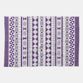 Linge De Cuisine Motif tribal blanc gris pourpre (Horizontal)