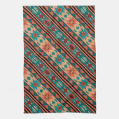 Linge De Cuisine Motif Tribal Sud-Ouest Turquoise Terracotta (Vertical)