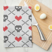 Linge De Cuisine Motif tricoté avec des crânes (Quart Plié)
