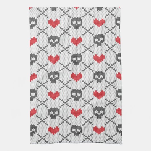 Linge De Cuisine Motif tricoté avec des crânes (Vertical)