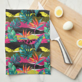 Linge De Cuisine Motif tropical abstrait de texture de néon (Quart Plié)