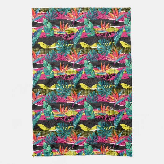 Linge De Cuisine Motif tropical abstrait de texture de néon (Vertical)