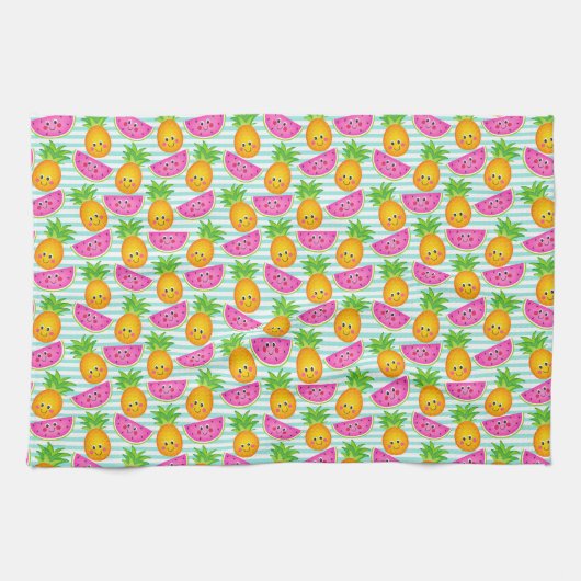 Linge De Cuisine Motif tropical d'été de pinapple et de pastèque (Horizontal)