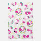 Linge De Cuisine Motif tropical, Flamants roses, pastèques, Fleurs (Vertical)