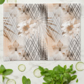 Linge De Cuisine Motif tropicale grise, beige. (Plié)