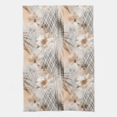 Linge De Cuisine Motif tropicale grise, beige. (Vertical)