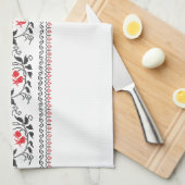 Linge De Cuisine Motif tulipe rouge (Quart Plié)