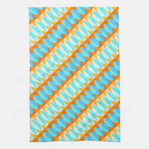 Linge De Cuisine Motif turquoise bleu orange jaune coloré