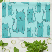 Linge De Cuisine Motif turquoise des chats mignons (Plié)