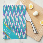 Linge De Cuisine motif turquoise et Amethyst iKat ZigZag (Quart Plié)
