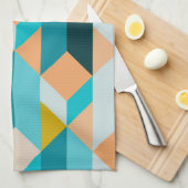 Linge De Cuisine Motif turquoise et orange de formes (Quart Plié)