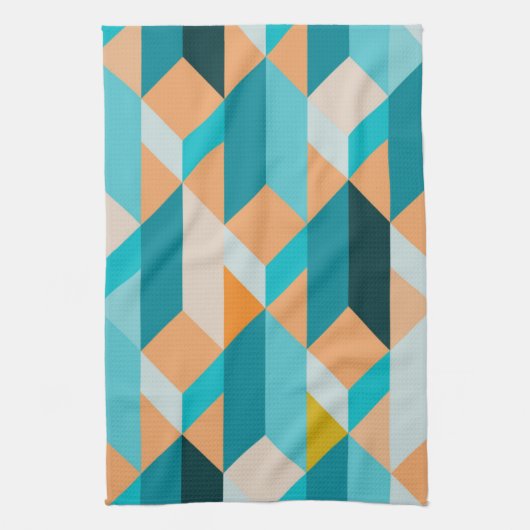 Linge De Cuisine Motif turquoise et orange de formes (Vertical)