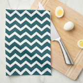 Linge De Cuisine Motif turquoise foncé de chevrons de zigzag (Quart Plié)