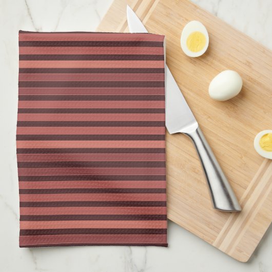 Linge De Cuisine Motif uni rayé marron rétro (Quart Plié)