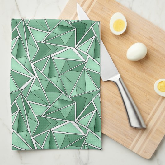Linge De Cuisine Motif vert abstrait de formes géométriques (Quart Plié)