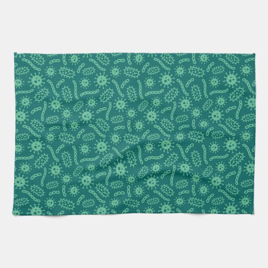 Linge De Cuisine Motif vert de microbes (Horizontal)