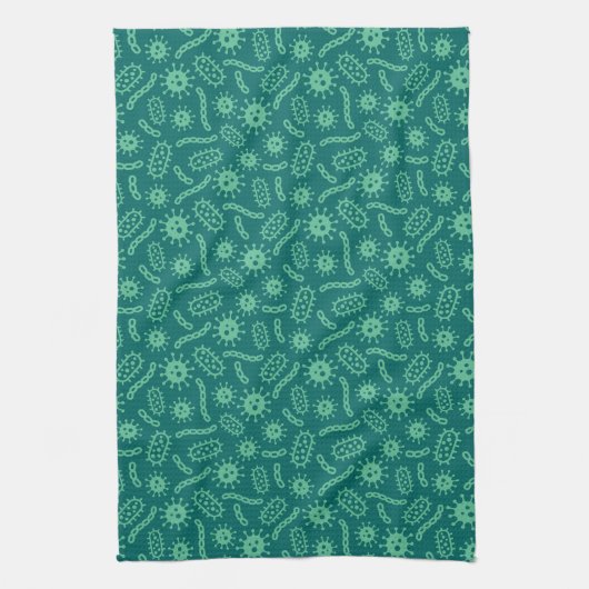 Linge De Cuisine Motif vert de microbes (Vertical)