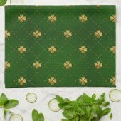 Linge De Cuisine Motif vert d'or de trèfle (Plié)