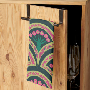 Linge De Cuisine motif vert en forme de coque