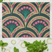 Linge De Cuisine motif vert en forme de coquille (Plié)