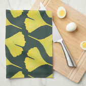 Linge De Cuisine Motif vert Ginkgo Leaf - Printemps Botanique (Quart Plié)