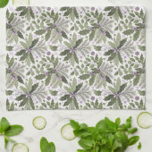 Linge De Cuisine Motif vert pourpre n° 17 ID1009 (Plié)