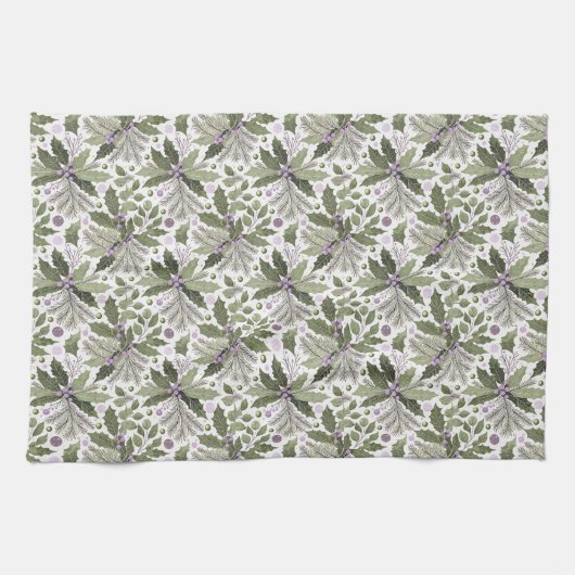 Linge De Cuisine Motif vert pourpre n° 17 ID1009 (Horizontal)