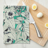 Linge De Cuisine Motif vert Turquoise blanc de fleurs graphiques (Quart Plié)