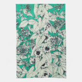 Linge De Cuisine Motif vert Turquoise blanc de fleurs graphiques (Vertical)