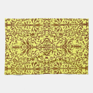 Linge De Cuisine Motif victorien jaune