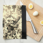 Linge De Cuisine Motif victorien paon fleuri élégant (Quart Plié)