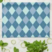 Linge De Cuisine Motif vintage Argyle bleu (Plié)