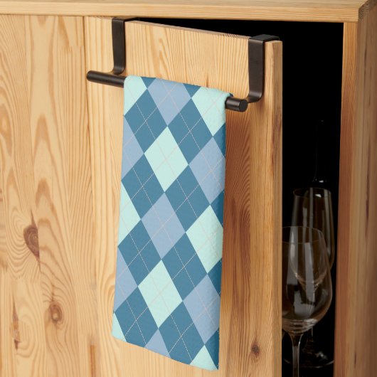 Linge De Cuisine Motif vintage Argyle bleu (Pliage en tiers)