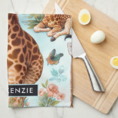 Linge De Cuisine Motif vintage Cute Baby Giraffe (Quart Plié)