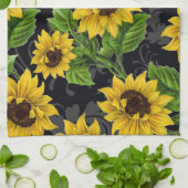 Linge De Cuisine Motif vintage de tournesol (Plié)