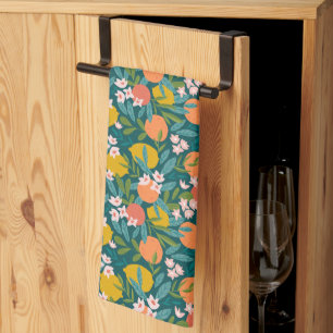 Linge De Cuisine Motif vintage en fleurs d'orange et de citron