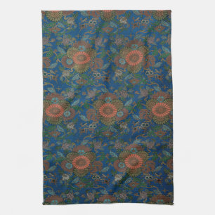 Linge De Cuisine Motif vintage floral japonais bleu royal