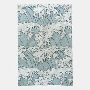Linge De Cuisine motif vintage japonais des vagues