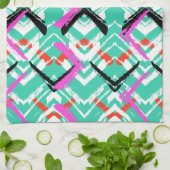 Linge De Cuisine Motif Zig Zag Turquoise (Plié)